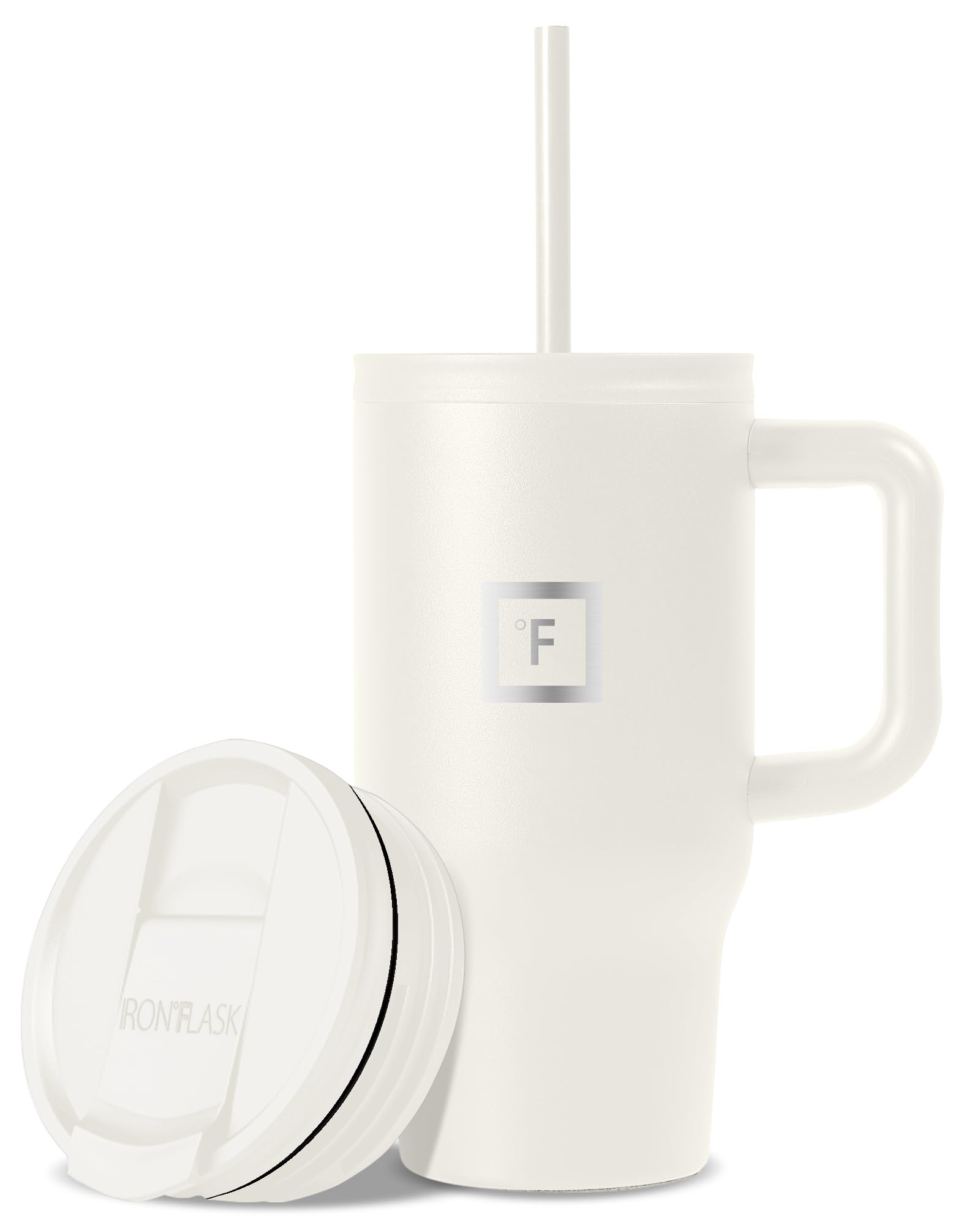 IRON °FLASK Co-Pilot Insulated Mug w/Straw & Flip Cap Lids - Cup Holder Bottle for Hot, Cold Drink - Leak-Proof - Water, Coffee Portable Travel Mug - Aurora, 40 Oz