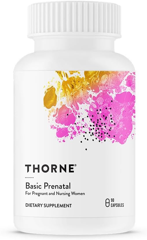 THORNE - Basic Prenatal - Well-Researched Folate Multi for Pregnant and Nursing Women Includes 18 Vitamins and Minerals, Plus Choline - 90 Capsules - 30 Servings