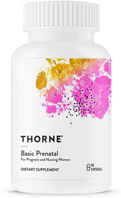 THORNE - Basic Prenatal - Well-Researched Folate Multi for Pregnant and Nursing Women Includes 18 Vitamins and Minerals, Plus Choline - 90 Capsules - 30 Servings