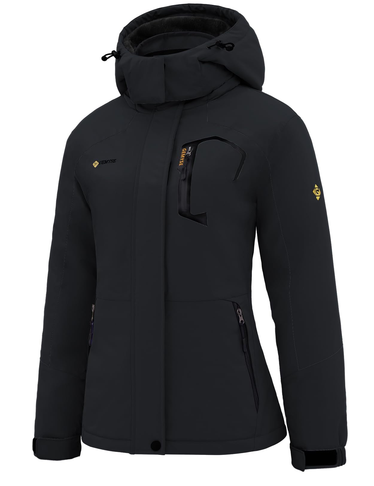GEMYSE Women's Ski Snow Jacket Warm Winter Waterproof Coat Snowboard Rain Jacket Hooded Windproof Windbreaker
