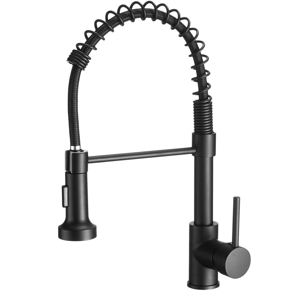OWOFAN Kitchen Faucet with Pull Down Sprayer Brushed Nickel Stainless Steel 1 Handle Pull Out Spring Sink Faucets 1 Hole Or 3 Hole Dual Function for Farmhouse Camper Laundry Utility Rv Wet Bar