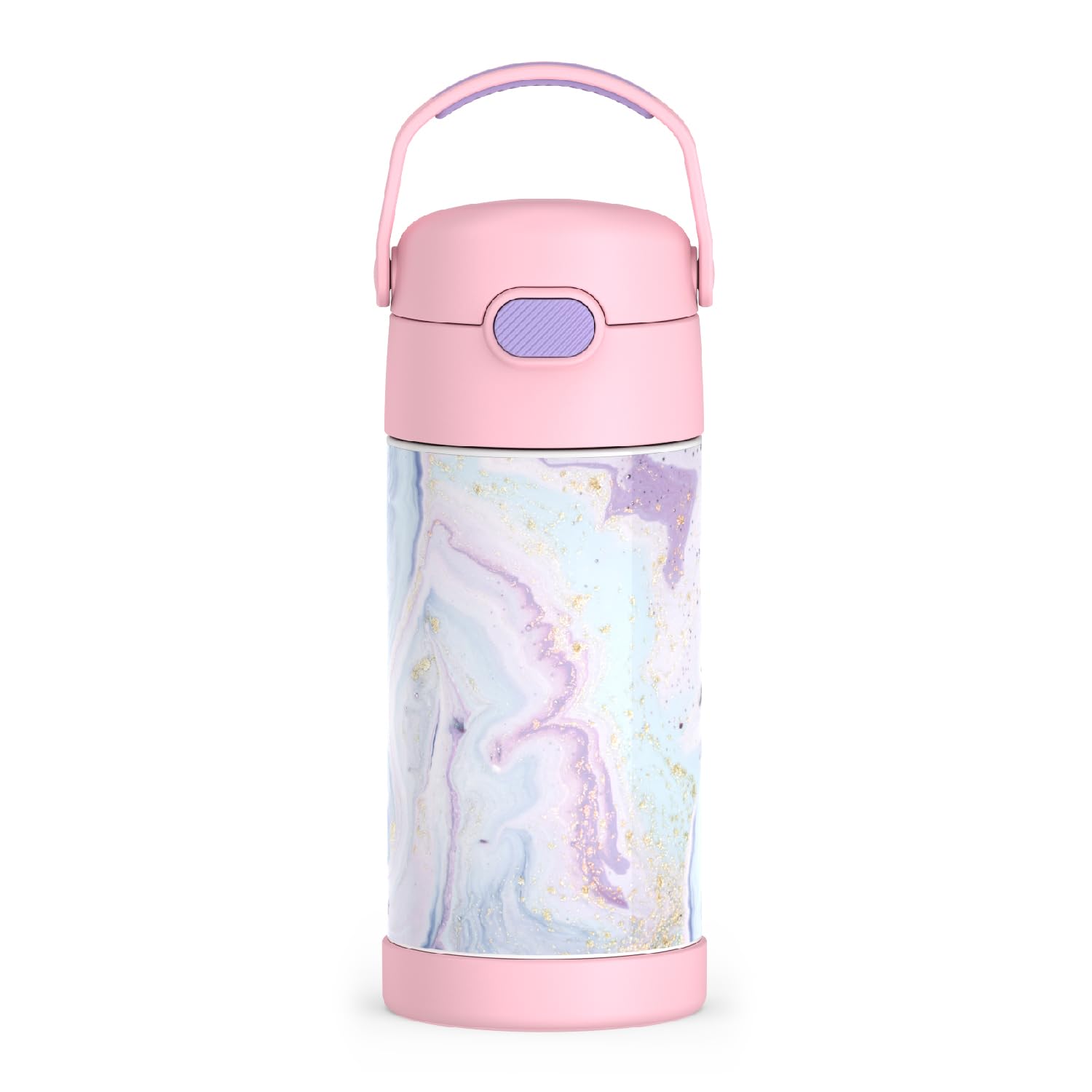THERMOS FUNTAINER Water Bottle with Straw - 12 Ounce - Kids Stainless Steel Vacuum Insulated Water Bottle with Lid, Mod Flowers