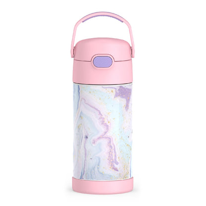 THERMOS FUNTAINER Water Bottle with Straw - 12 Ounce - Kids Stainless Steel Vacuum Insulated Water Bottle with Lid, Mod Flowers