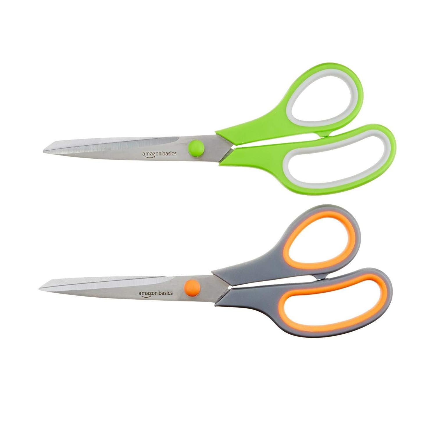 Amazon Basics Stainless Steel Scissors for Office, Crafts, Multipurpose, Sharp, Comfort Grip, PVD Coated, 3 Pack, Multicolor