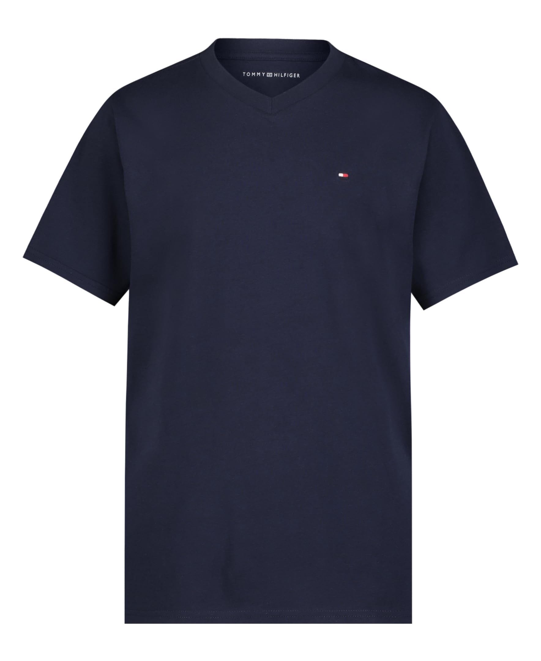 Tommy Hilfiger Boys' Short Sleeve Solid V-Neck T-Shirt, Soft, Comfortable, Relaxed Fit