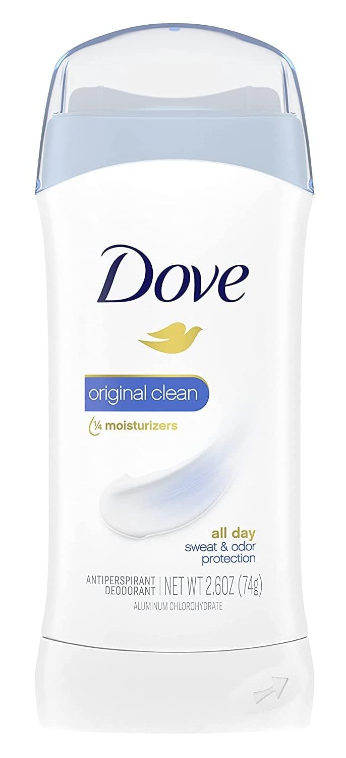 Dove Invisible Solid Antiperspirant Deodorant Stick for Women, Original Clean, For All Day Underarm Sweat and Odor Protection 2.6 oz 2 Count