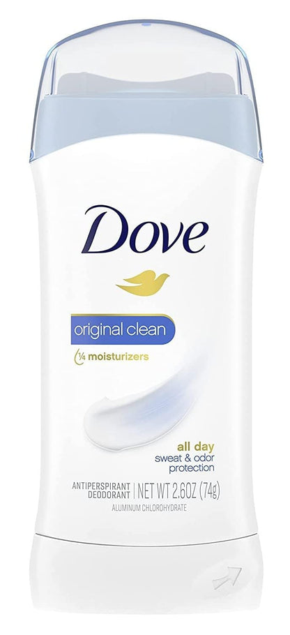 Dove Invisible Solid Antiperspirant Deodorant Stick for Women, Original Clean, For All Day Underarm Sweat and Odor Protection 2.6 oz 2 Count