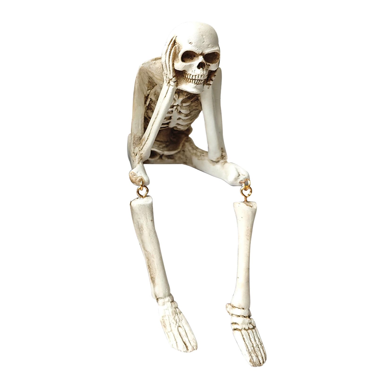 Halloween Skeleton Statues Set of 3 – See No Evil, Hear No Evil, Speak No Evil, Resin Skull Figurines for Gothic Home Decorations, Shelf Mantel Decor, Tabletop Halloween Decor Indoor (3-Piece Set)