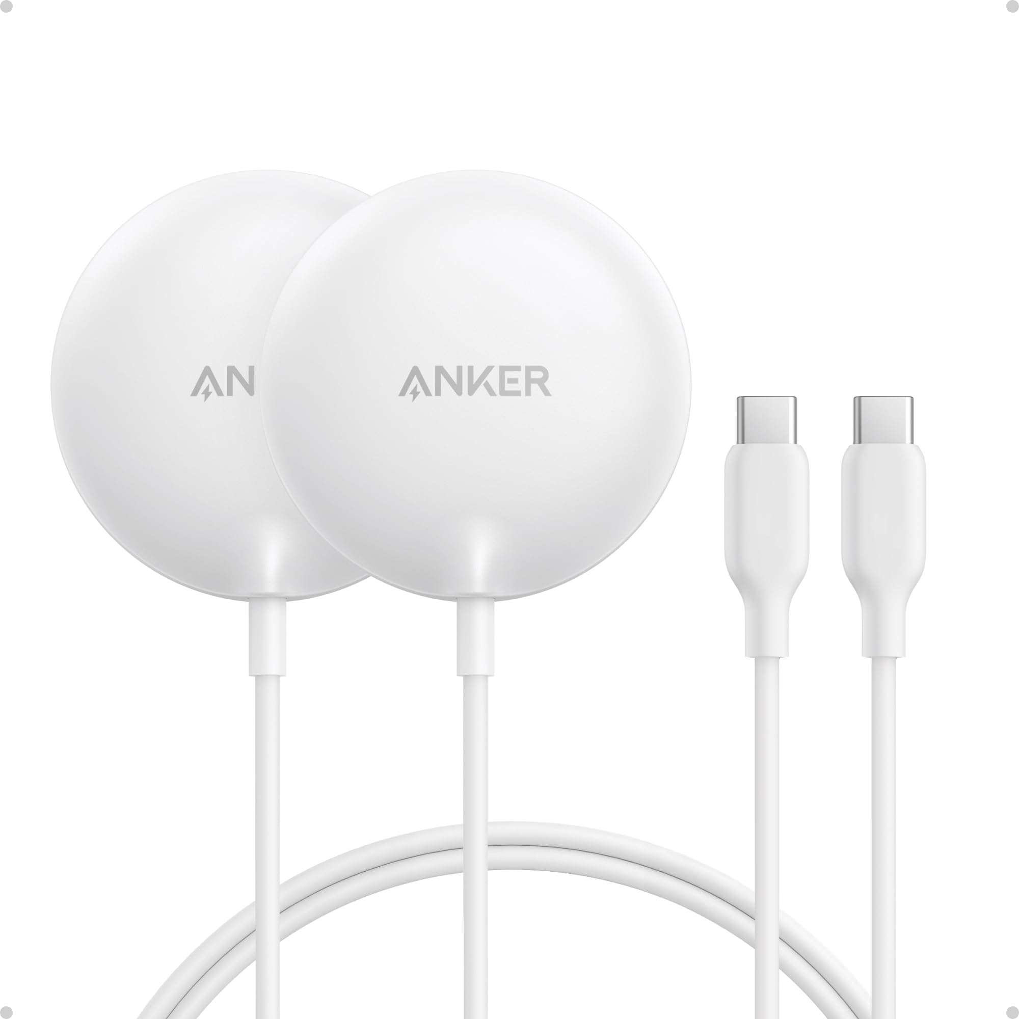 Anker Zolo Magnetic Wireless Charger, Qi2 Certified 15W MagSafe-Compatible Wireless Charging Pad, for iPhone 16/15/14/13 Series, AirPods, and More (Adapter Not Included) (Black, 2 Pack)