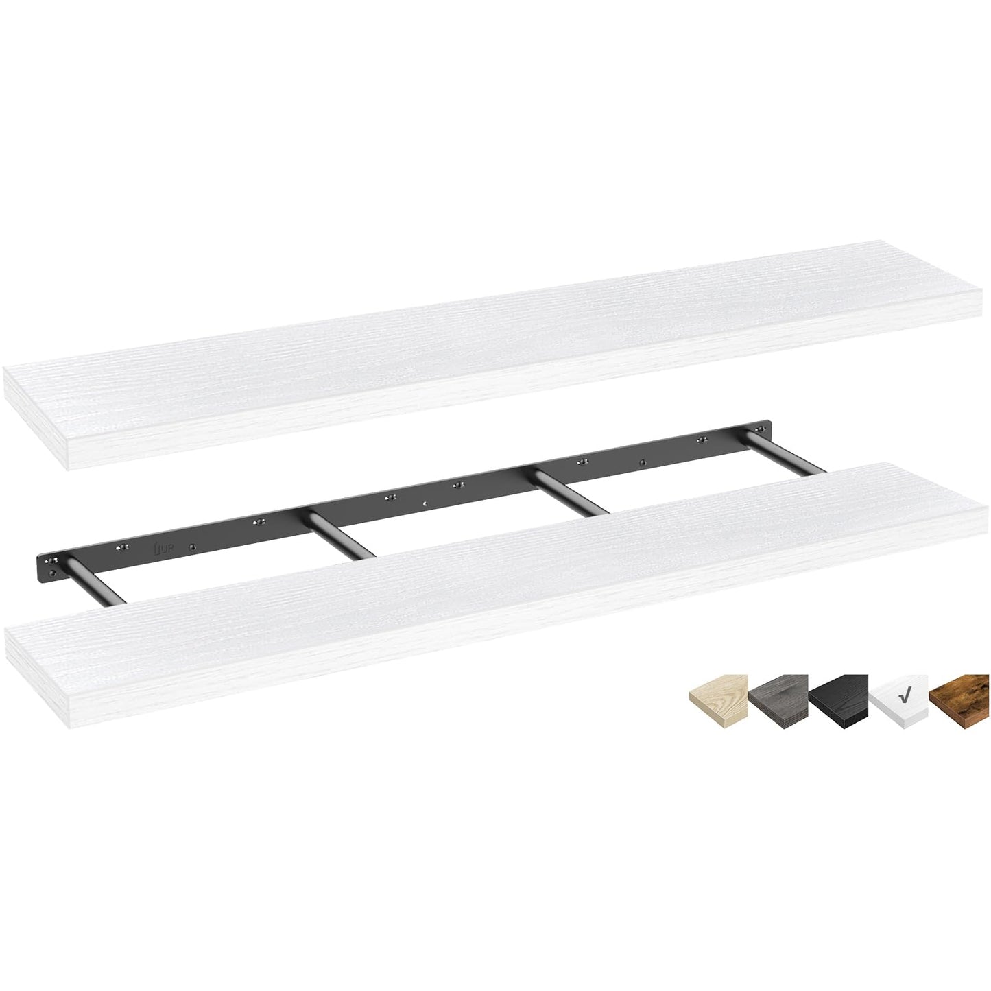 QEEIG Bathroom Floating Shelves for Wall Mounted Shelf Over Toilet Farmhouse Home Decor Display Shelving Small 16 inch Set of 2, Rustic Brown (008-40BN)