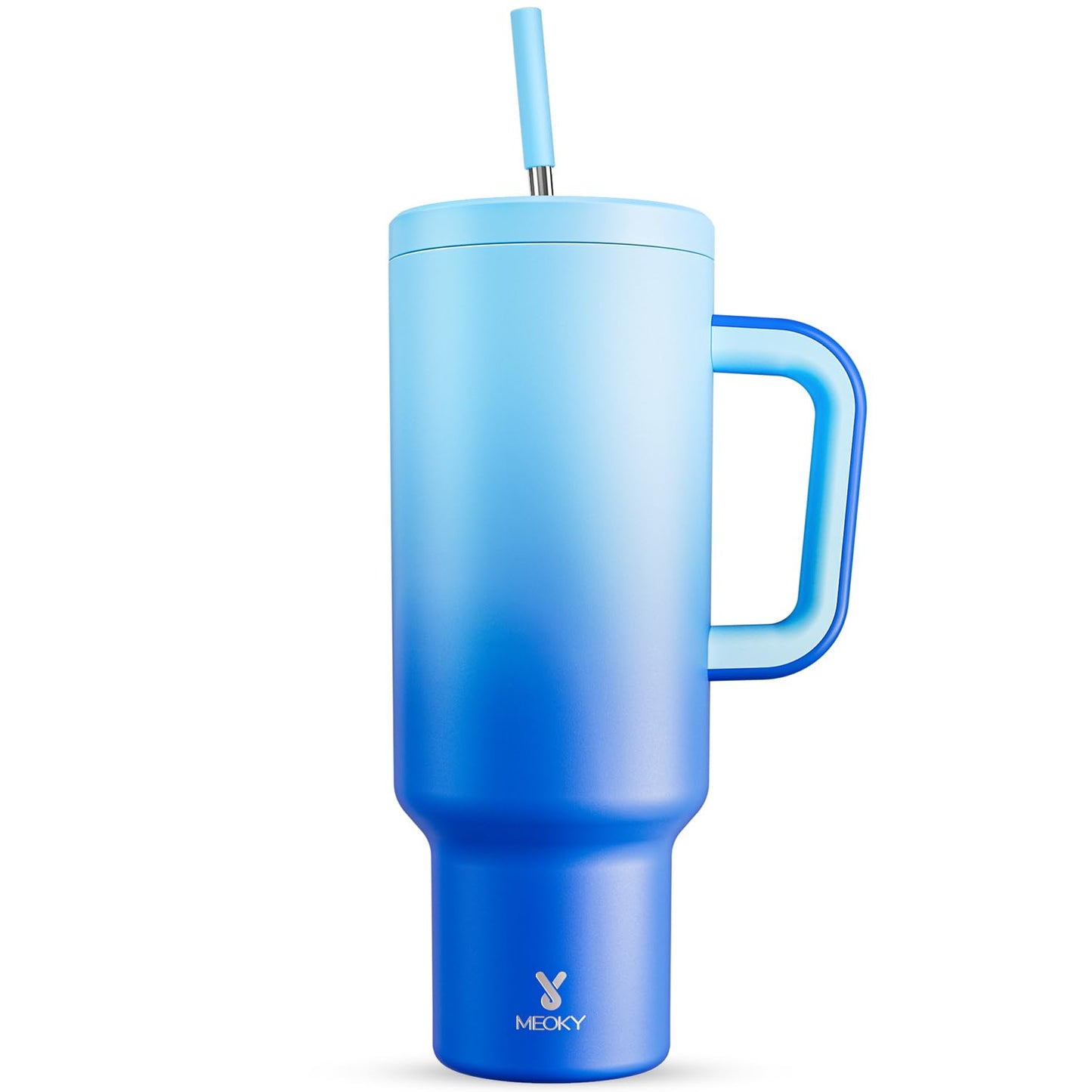 Meoky 40 oz Christmas Tumbler with Handle and Straw, Xmas Tumbler with Lid and Straw, Insulated Stainless Steel Travel Mug, Christmas Gifts for Women Men Adults (Jolly Reindeer)