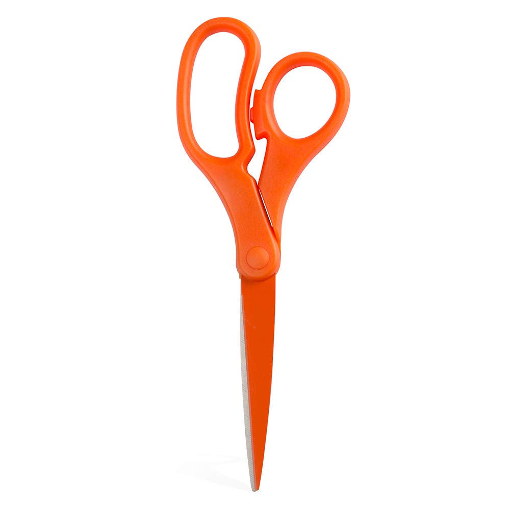 JAM PAPER Multi-Purpose Precision Scissors - 8 Inch - Neon Lime Green - Ergonomic Handle & Stainless Steel Blades - Sold Individually