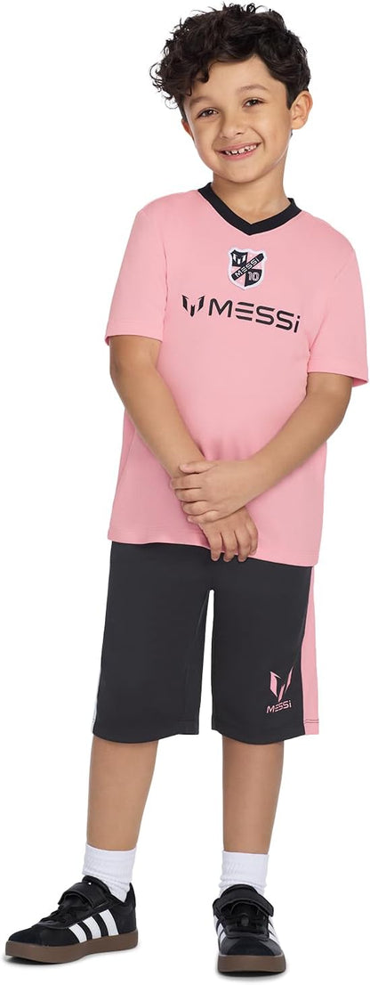 Boys' Lifestyle Short Sleeve Top, Loose-fit V-Neck Shirt with Logo, Comfortable