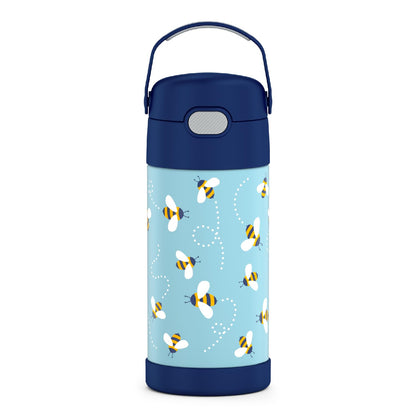 THERMOS FUNTAINER Water Bottle with Straw - 12 Ounce - Kids Stainless Steel Vacuum Insulated Water Bottle with Lid, Mod Flowers
