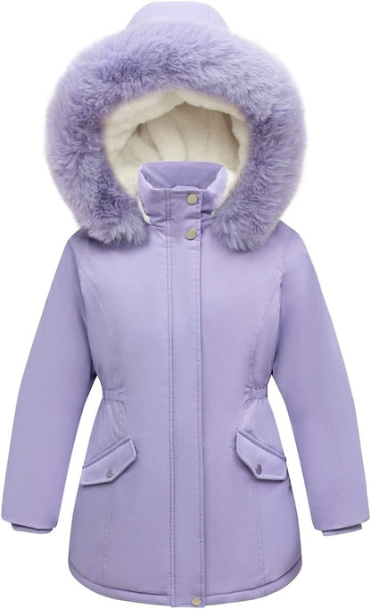 Girl's Long Coat Waterproof Winter Kids Outerwear Warm Parka Puffer Jacket with Hood