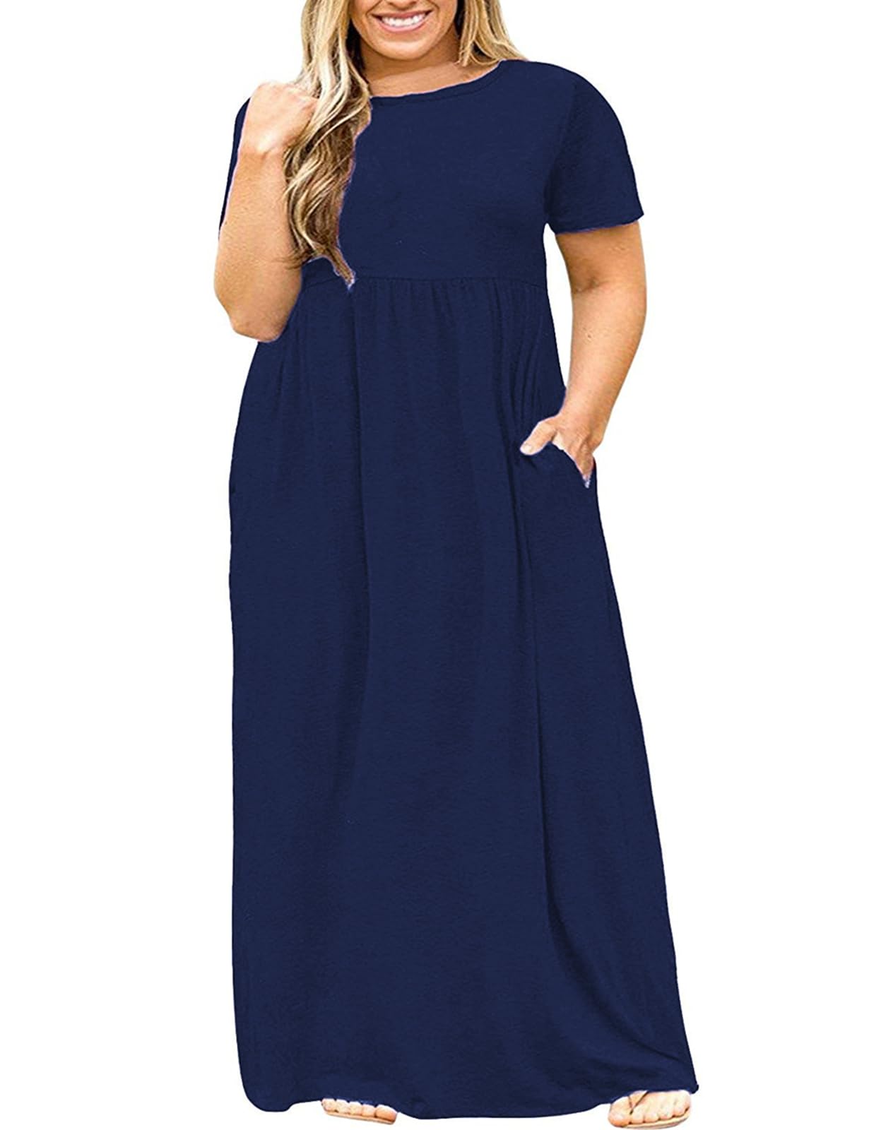 Halife Plus Size Dresses for Curvy Women Summer Casual Beach Long Maxi Dress with Pockets