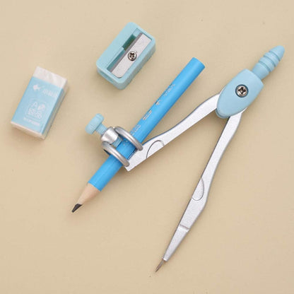 8 Pcs Compass/Math Set for Students with Shatterproof Storage Box, Geometry Set for School, Includes Ruler, Protractor, Compass, Pencil,Pencil Sharpener and Eraser,etc. Perfect Gift