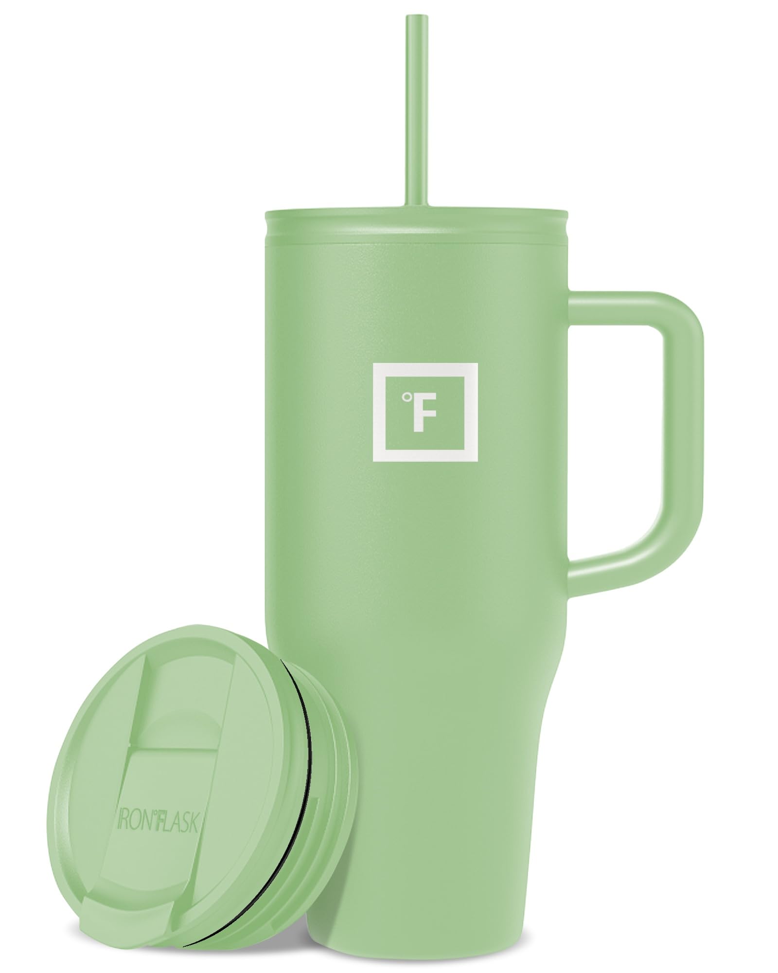 IRON °FLASK Co-Pilot Insulated Mug w/Straw & Flip Cap Lids - Cup Holder Bottle for Hot, Cold Drink - Leak-Proof - Water, Coffee Portable Travel Mug - Aurora, 40 Oz