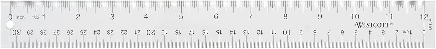 Westcott 10562 Acrylic Clear Ruler, 12 in
