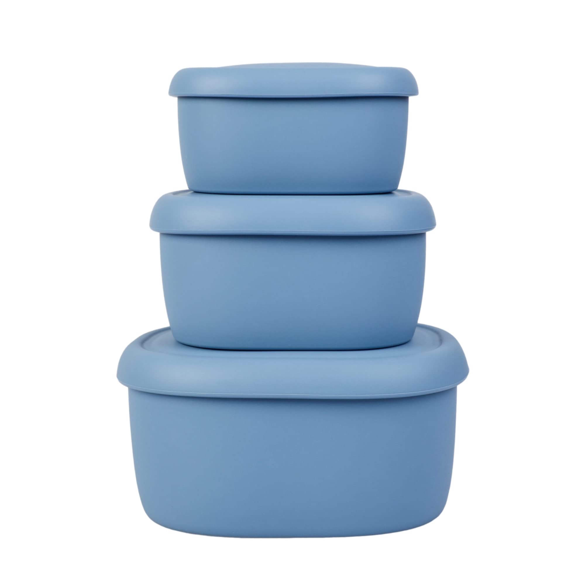 BLUE GINKGO Nesting Silicone Containers - Set of 3 Hard-Shell Silicone Food Storage Containers | BPA Free, Airtight, Dishwasher and Freezer Safe (6.7oz, 10oz, 20oz) - Yellow