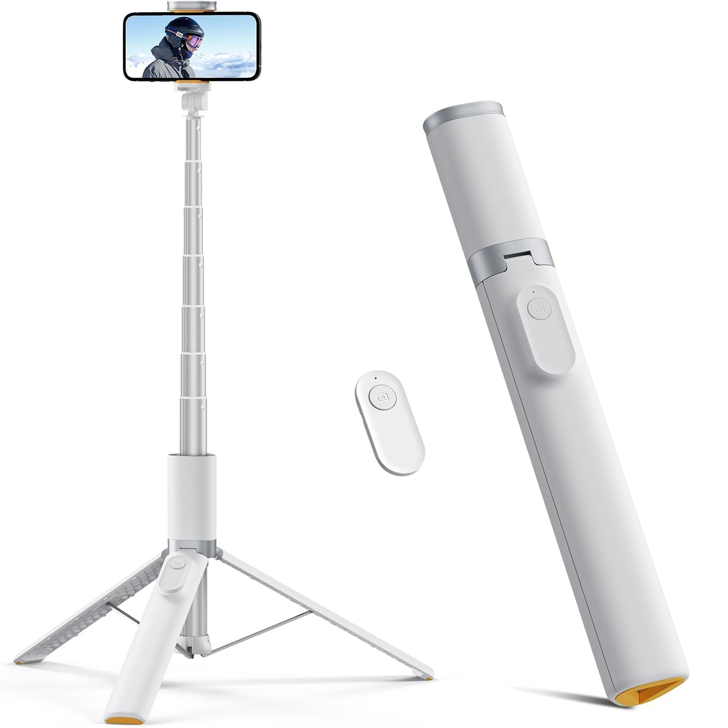 TODI 63" Cell Phone Selfie Stick Tripod, Portable Tripod for iPhone with Wireless Remote, Extendable Smartphone Stand, All-in-1, Compatible with iPhone/Android