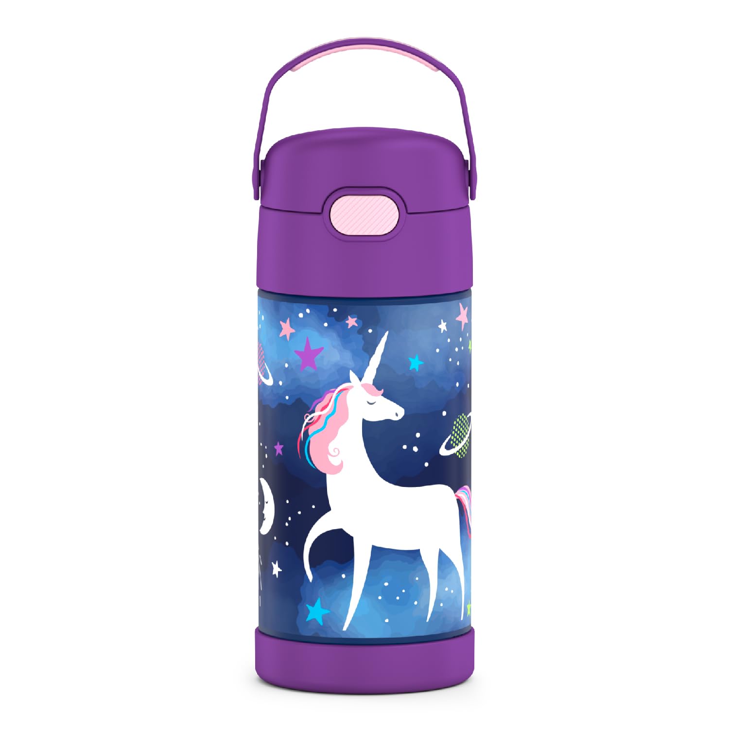 THERMOS FUNTAINER Water Bottle with Straw - 12 Ounce - Kids Stainless Steel Vacuum Insulated Water Bottle with Lid, Mod Flowers