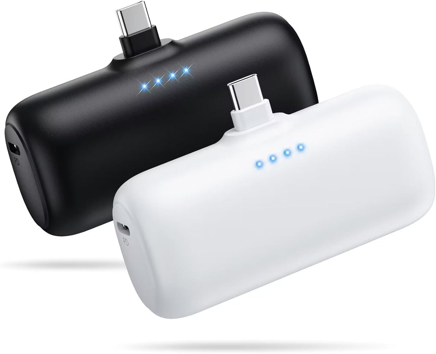 [2-Pack] Mini Portable Charger 5000mAh Power Bank,3A PD USB C Cell Phone Portable Power, LCD Display Battery Pack Compatible with iPhone 16/15/15 plus/15 pro/15 pro Max/Android/Samsung/Moto/LG etc