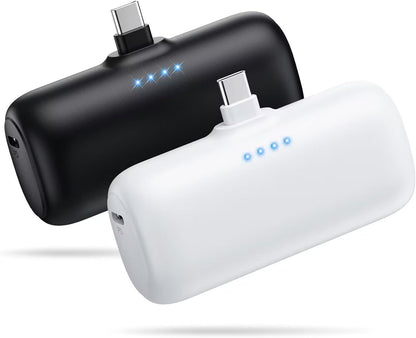 [2-Pack] Mini Portable Charger 5000mAh Power Bank,3A PD USB C Cell Phone Portable Power, LCD Display Battery Pack Compatible with iPhone 16/15/15 plus/15 pro/15 pro Max/Android/Samsung/Moto/LG etc