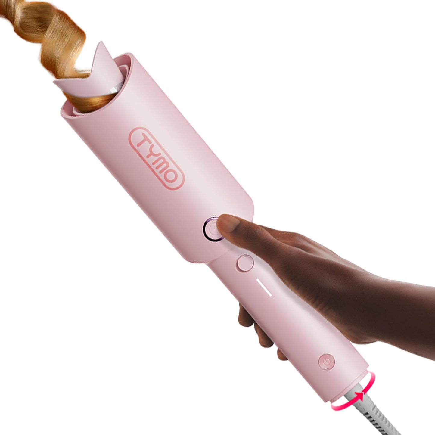 TYMO Automatic Rotating Curling Iron - TYMO CURLPRO Beach Waves Curling Wand, Portable Hair Curler, 500 Million Ionic, Dual Voltage & Lightweight for Travel, Ceramic Coating, 1 1/4 Inch, Metallic Gray
