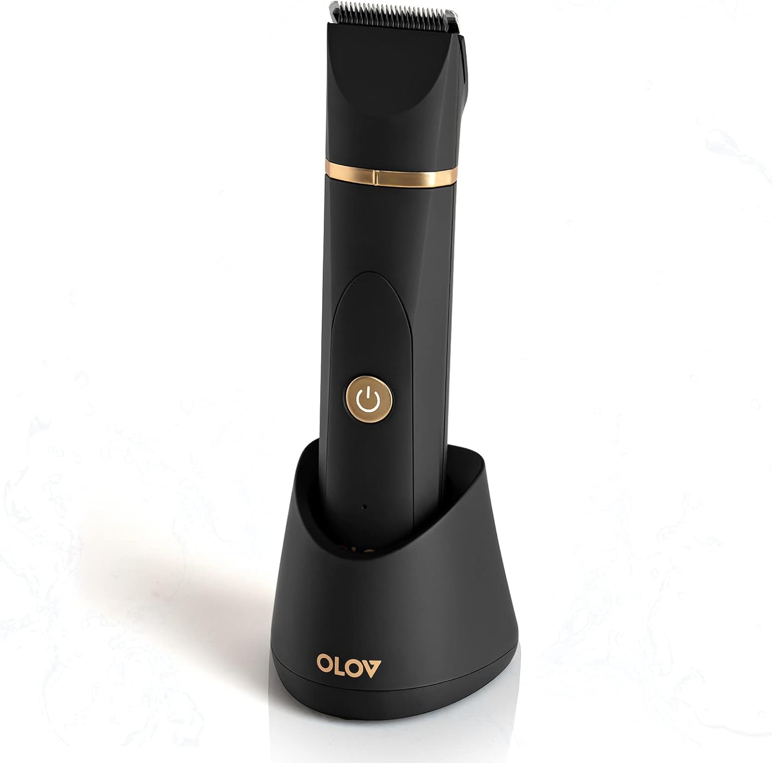 OLOV Electric Body Hair Trimmer - Groin Trimmer for Men - Bikini Trimmer Women - Wet/Dry Shaver Groomer, Replaceable Ceramic Blade Heads, USB Recharge Dock, Waterproof Hygiene Razor,Black
