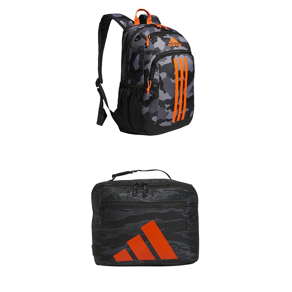 adidas Creator Laptop Backpack for Women and Men, Comfortable and Durable Small Athletic Bag, Camouflage Carbon/Black/Impact Orange, One Size