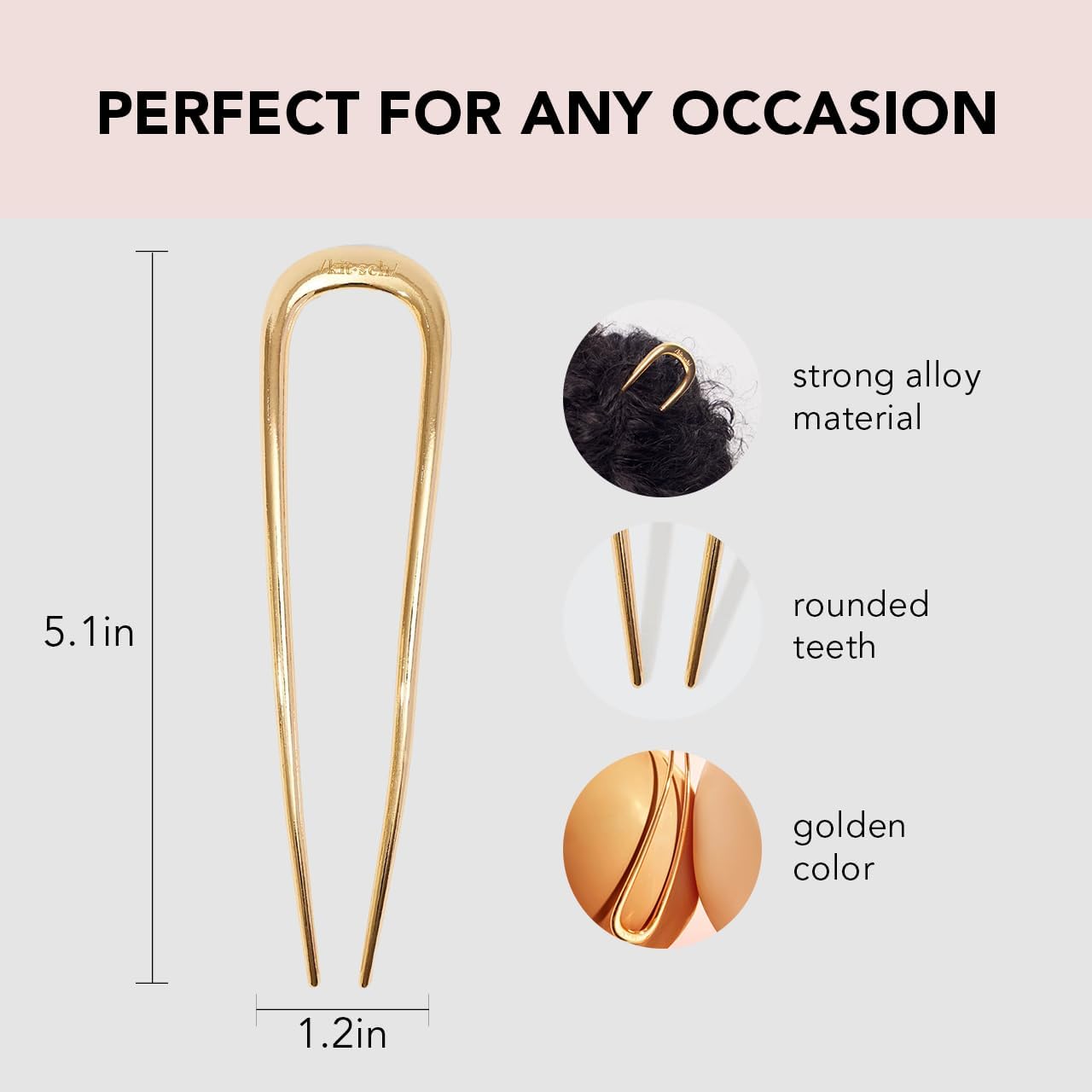 Kitsch Metal French Hair Pin for Women - Elegant Hair Accessories, Ideal for Buns & French Twist, Designed for a Secure, Comfortable Fit | Ideal Gifts for Women - Hematite
