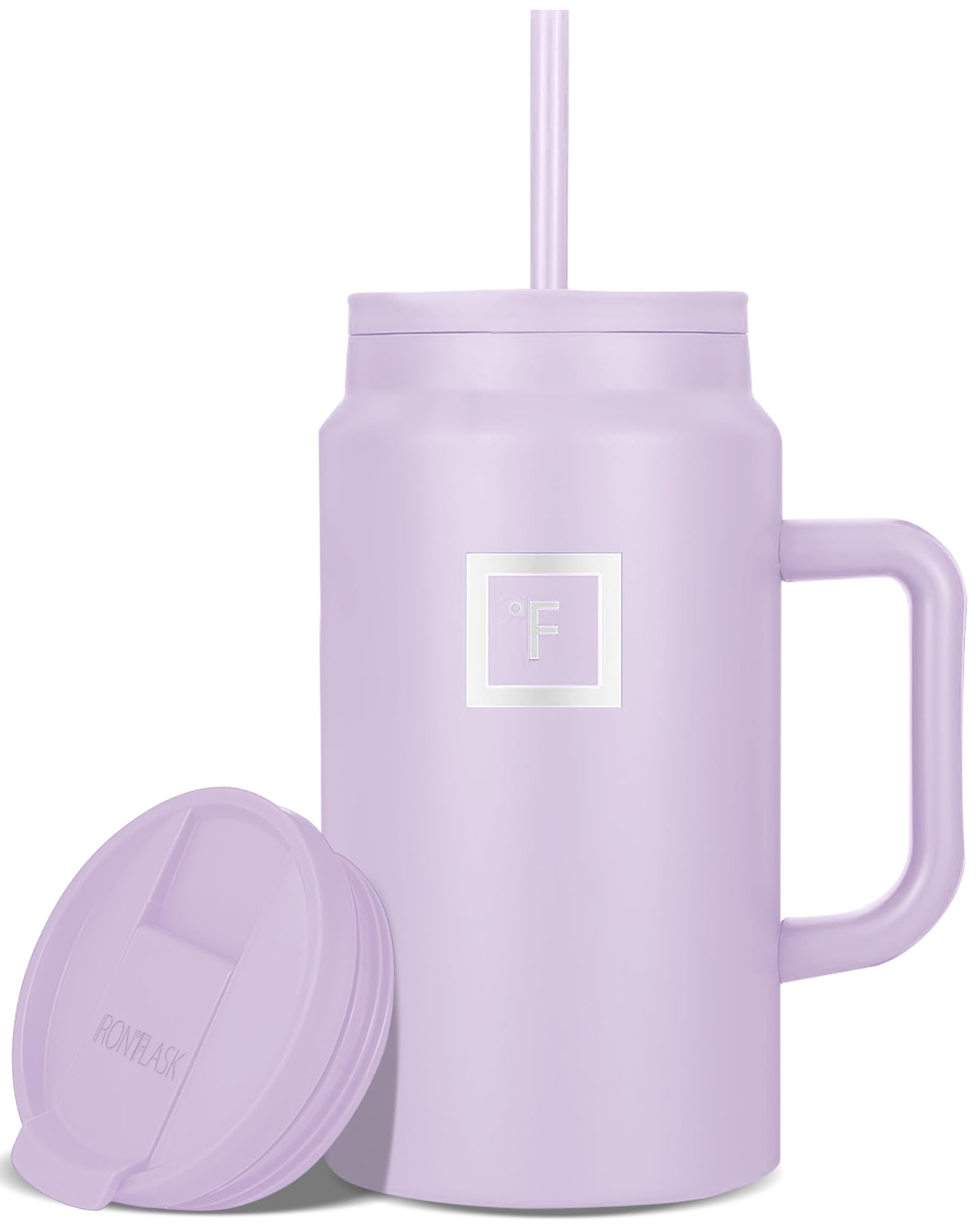 IRON °FLASK Co-Pilot Insulated Mug w/Straw & Flip Cap Lids - Cup Holder Bottle for Hot, Cold Drink - Leak-Proof - Water, Coffee Portable Travel Mug - Aurora, 40 Oz