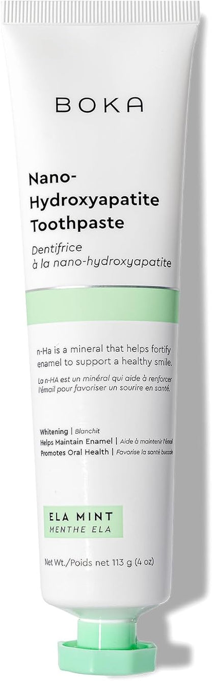 Boka Fluoride Free Toothpaste Nano Hydroxyapatite, Helps Remineralize, Appropriate for Sensitive Teeth, Whitening - for Adult, Kids Oral Care - Ela Mint Flavor, 4 Fl Oz 1Pk US Manufactured