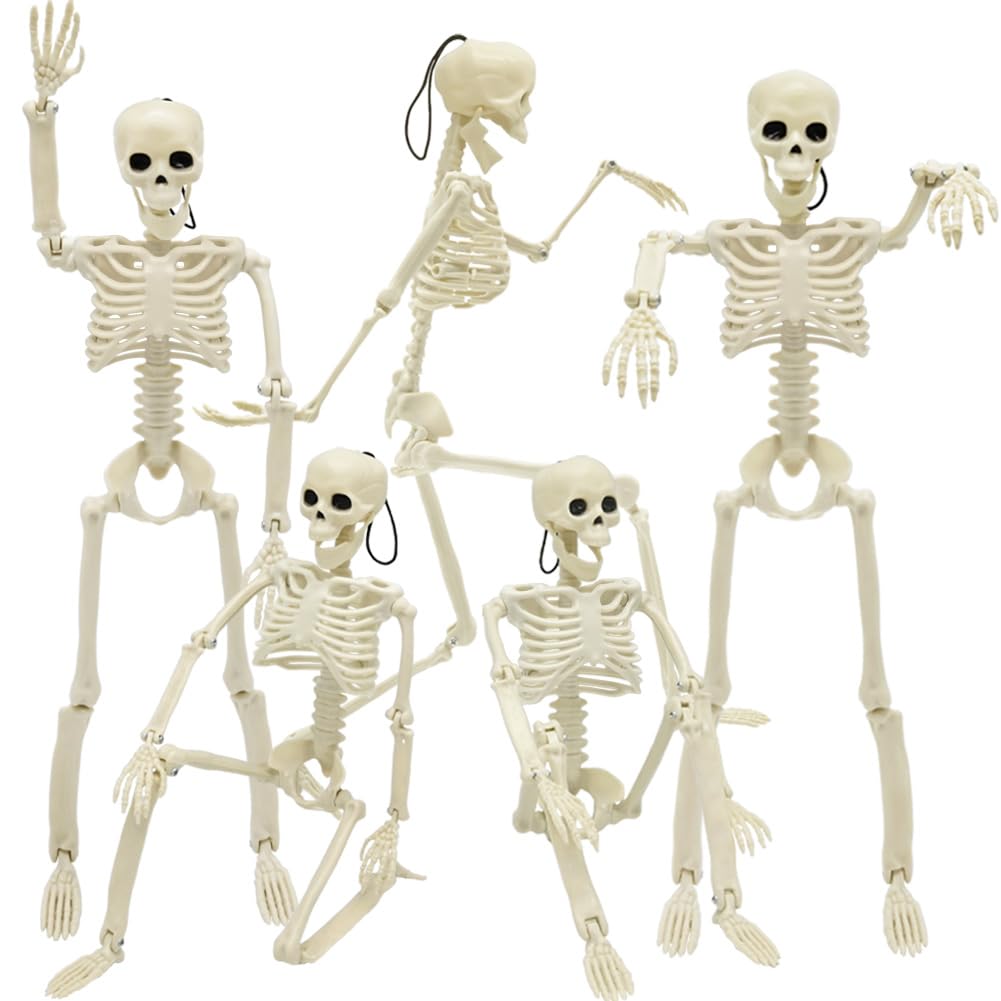 36" Skeleton Halloween Decorations, 3FT Realistic Full Body Movable Posable Joints Skeleton, Creepy Halloween Plastic Skeleton for Graveyard Decorations, Haunted House Props Indoor/Outdoor Decor