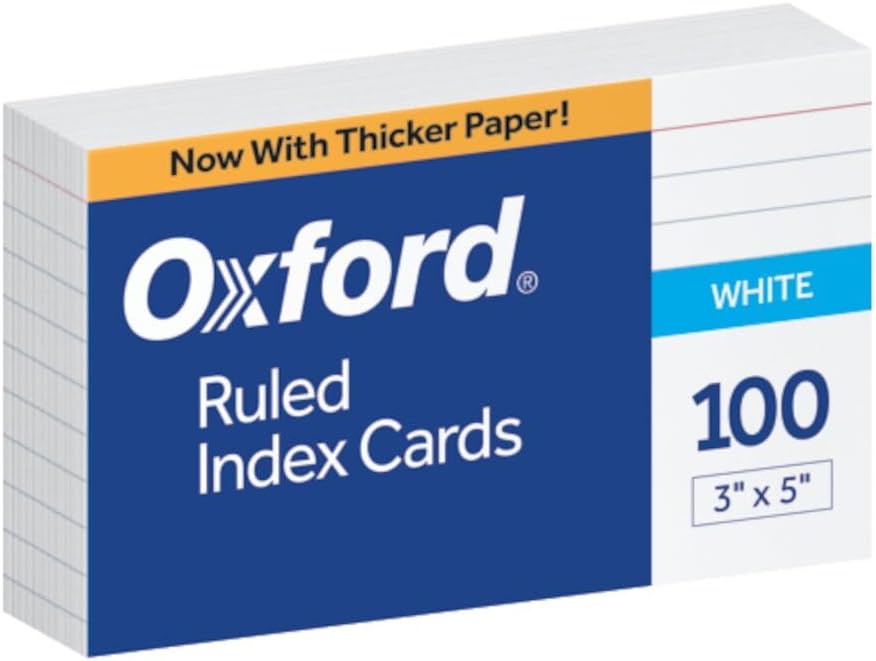 Oxford Ruled Index Cards, 3" x 5", White, 100-Pack (31)