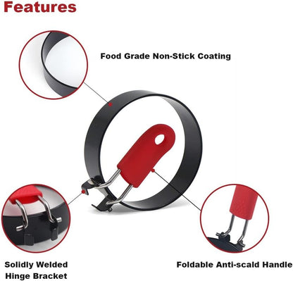3.5 inch Egg Rings for Frying Eggs,4 Pack Non-Stick Egg Patty Maker, Pancake Mold for Indoor Camping Breakfast Sandwiches Egg Mcmuffins (4 pack, 3.5inch)