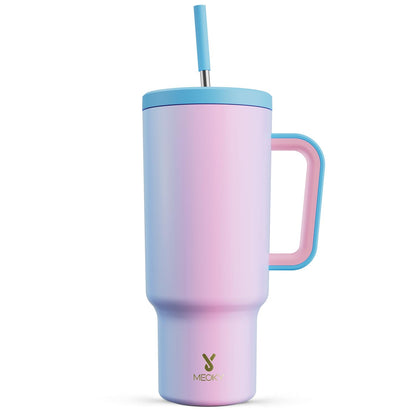 Meoky 40 oz Christmas Tumbler with Handle and Straw, Xmas Tumbler with Lid and Straw, Insulated Stainless Steel Travel Mug, Christmas Gifts for Women Men Adults (Jolly Reindeer)