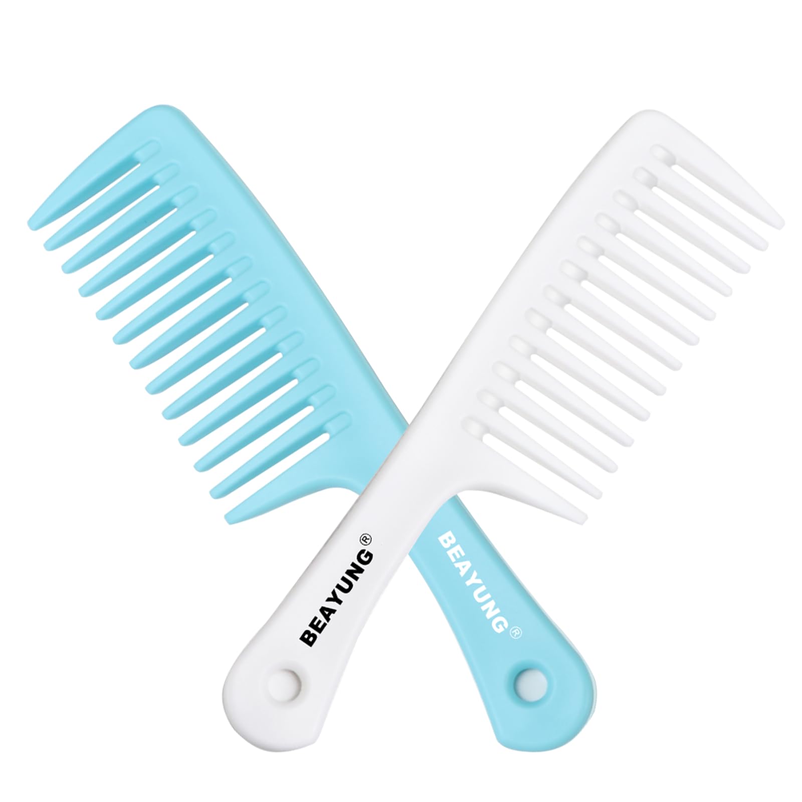 2PCS Large Wide Tooth Comb, Shower Combs, Hair comb for wet curly hair, Durable Hair Brush for Best Styling and Professional Hair Care(2Black)