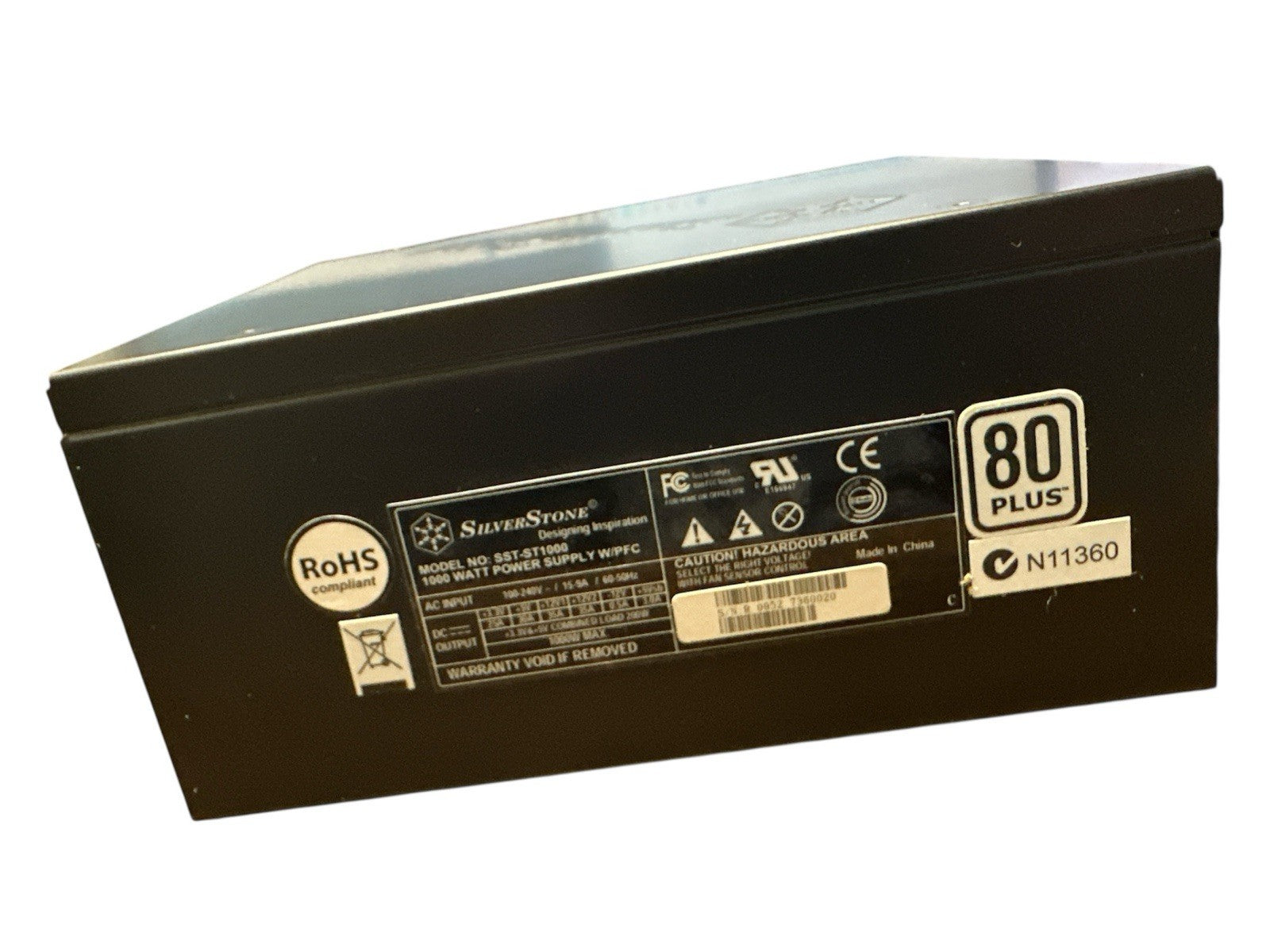 Silverstone PSU 1000W, 80 Plus, Fully Modular Power Supply SST-ST1000 (Black)