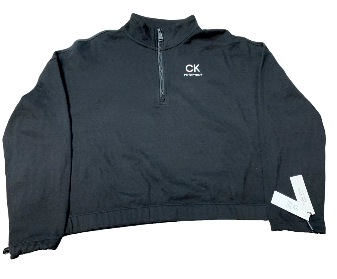 Calvin Klein Womens Cotton Long Sleeve 1/2 ZIP Sweatshirt, BLACK, XL