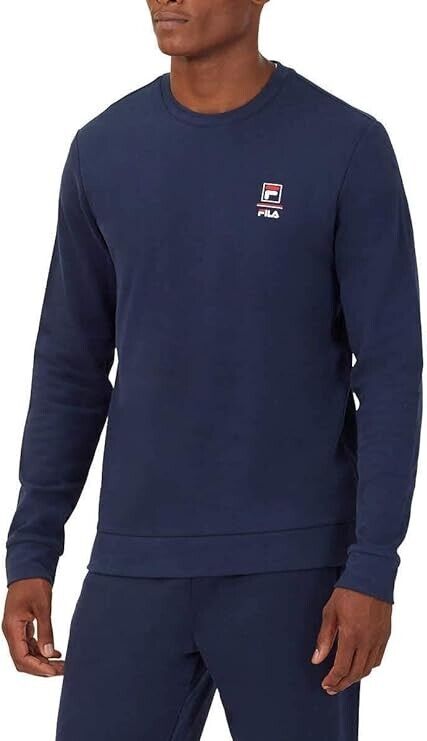 FILA Mens Long Sleeve Crew Neck Lightweight Sweatshirt, NAVY, L