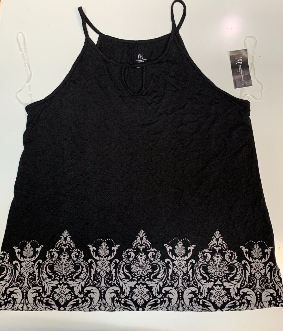 I.N.C Women's Sleeveless Keyhole Pajama Top, Black, Small