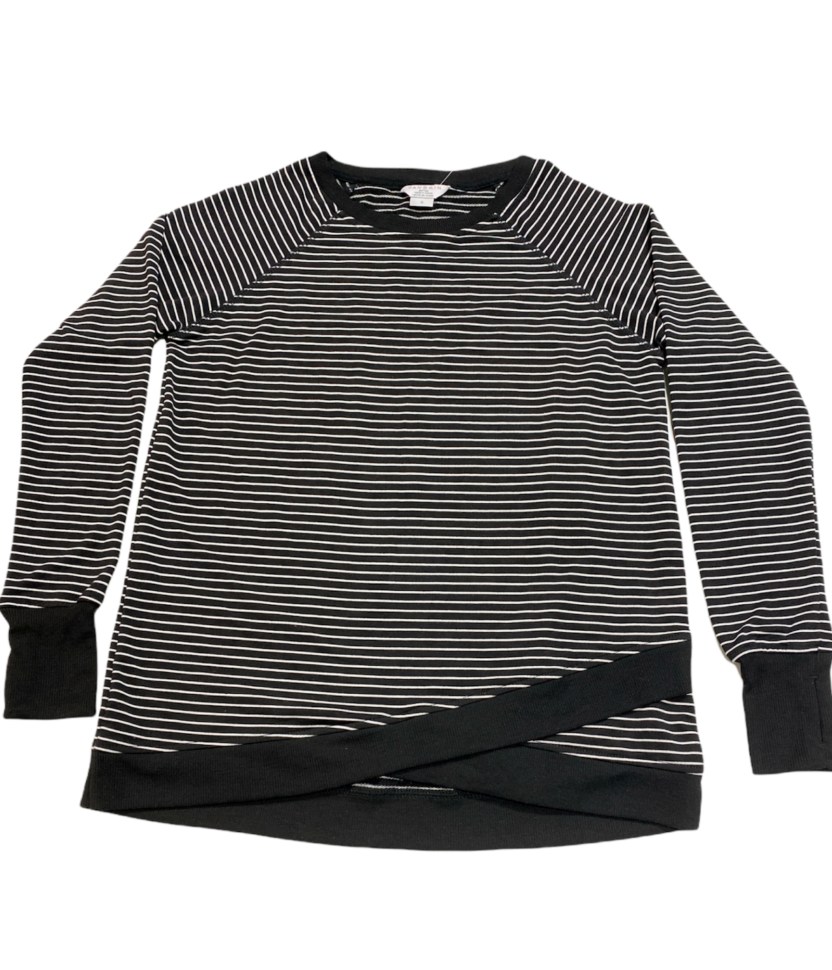 Danskin Women's R&R Criss Cross Tunic Shirt Sweater, BLACK, S