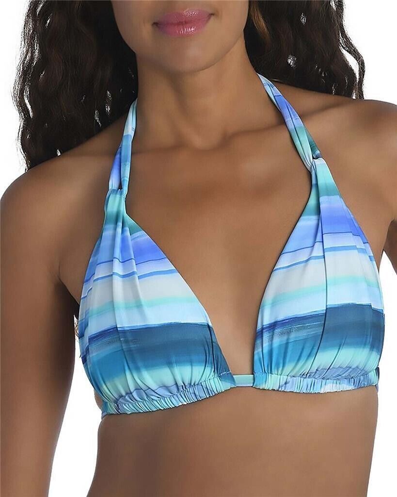 La Blanca Women's Ocean Tides Halter Bikini Top, Pacific Blue, 6