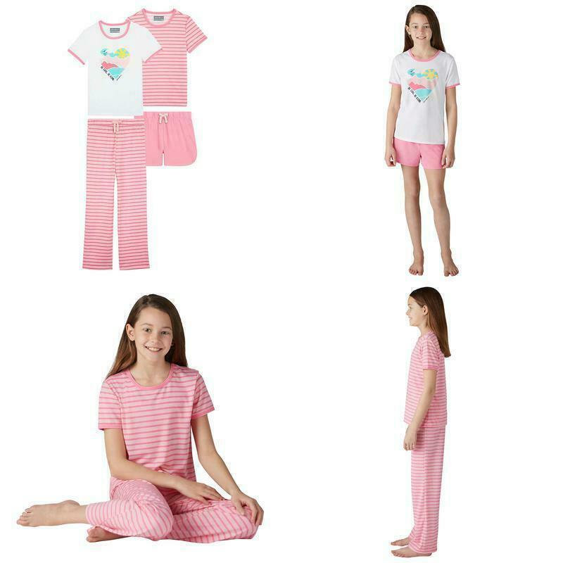 Eddie Bauer Girl's 4-piece Sleep Set, PINK, XS 5/6