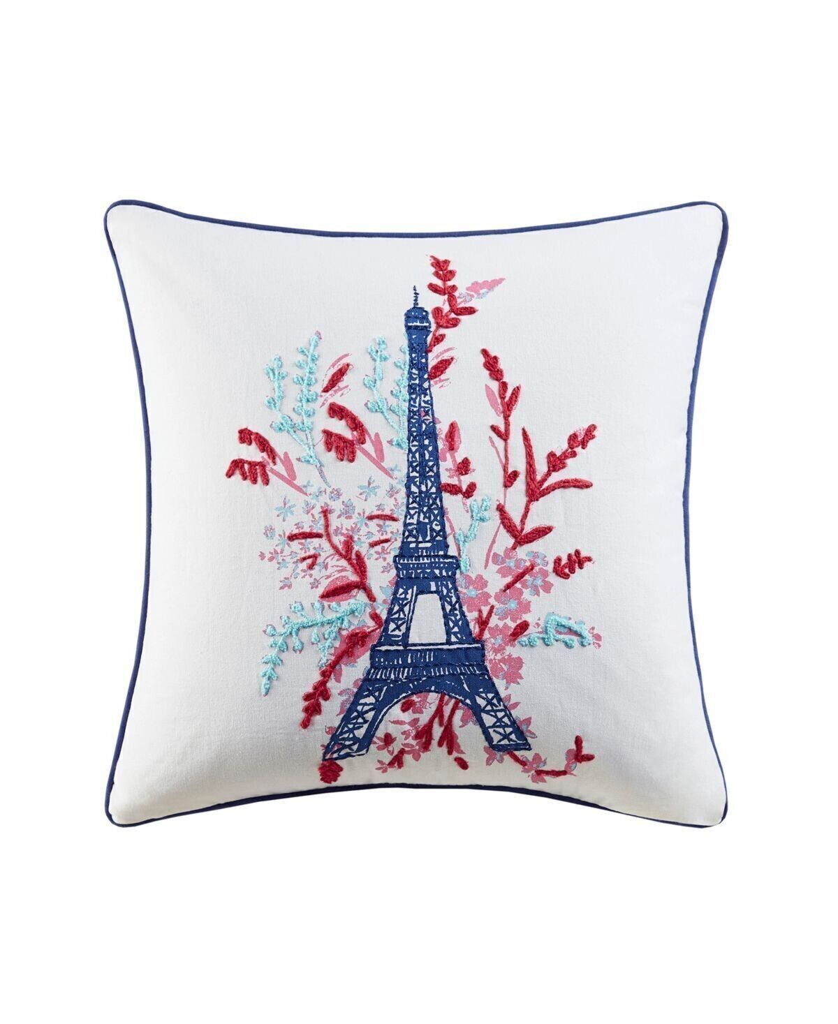 JLA HOME Eiffel Tower Decorative Pillow, NAVY-WHITE, 20" x 20"
