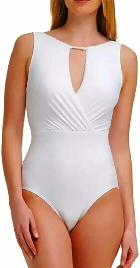 Calvin Klein Soft White High-Neck Tummy Control One-Piece Swimsuit 12