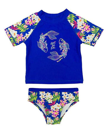 Tommy Bahama Girls 2-Piece Koi Guard and Swim Bottoms Set, Dark Blue