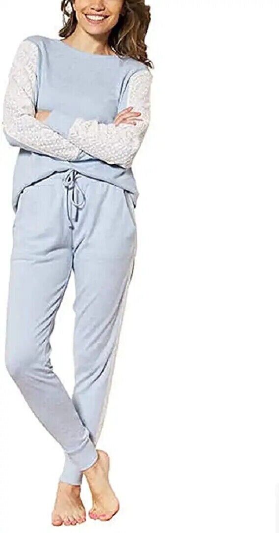 Flora Nikrooz Women's 2-Piece Long Sleeve Top/Jogger Pant Lounge Set w/Lace, XL